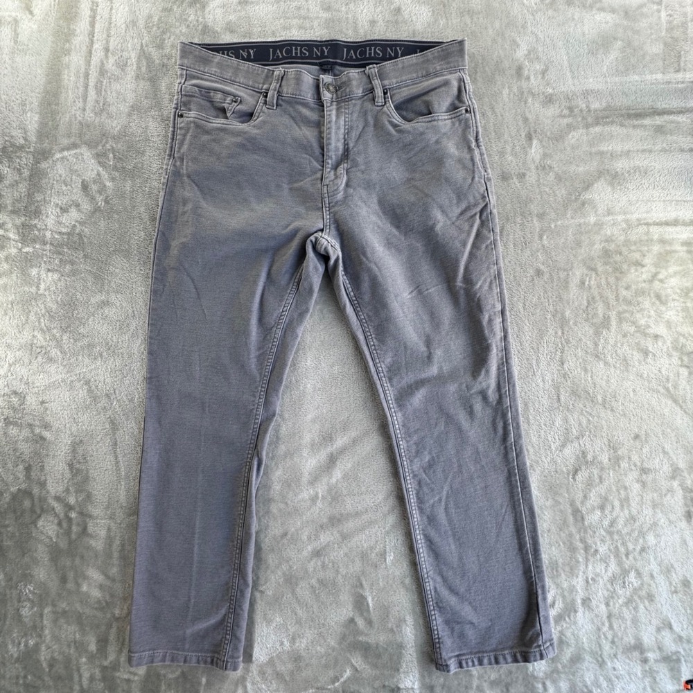 Jachs NY Jeans 34x30 Gray Slim Straight Stretch Denim Casual Mens Pants